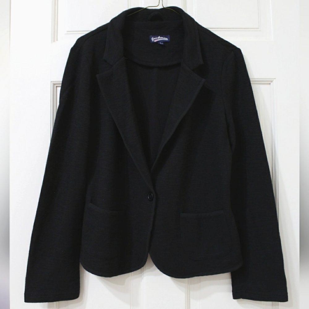 NWOT Freshman Black Buttoned Cotton Blazer (L)